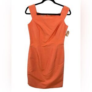 NWT Kay Unger 100% Silk Orange Sleeveless Sheath Dress Size 4 Cocktail Party